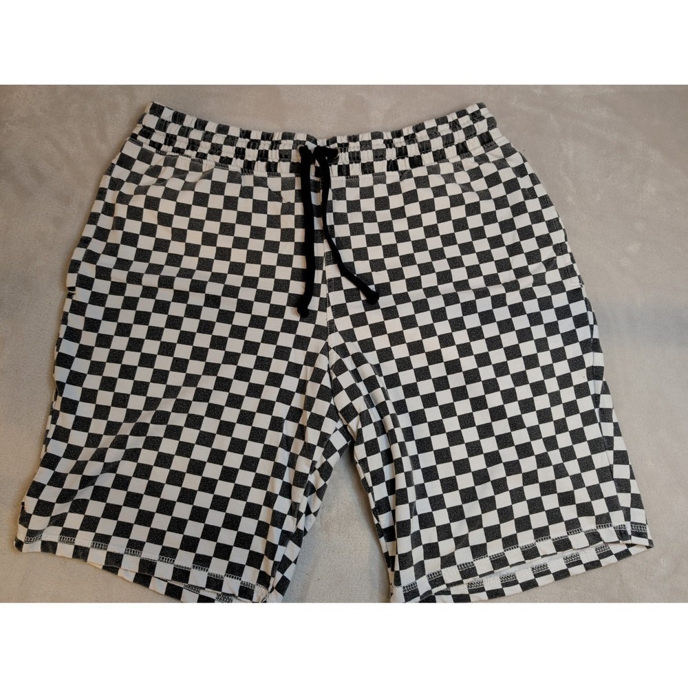 Retrofit Brand Mfg Checkerboard Shorts Mens L Drawstring Black White